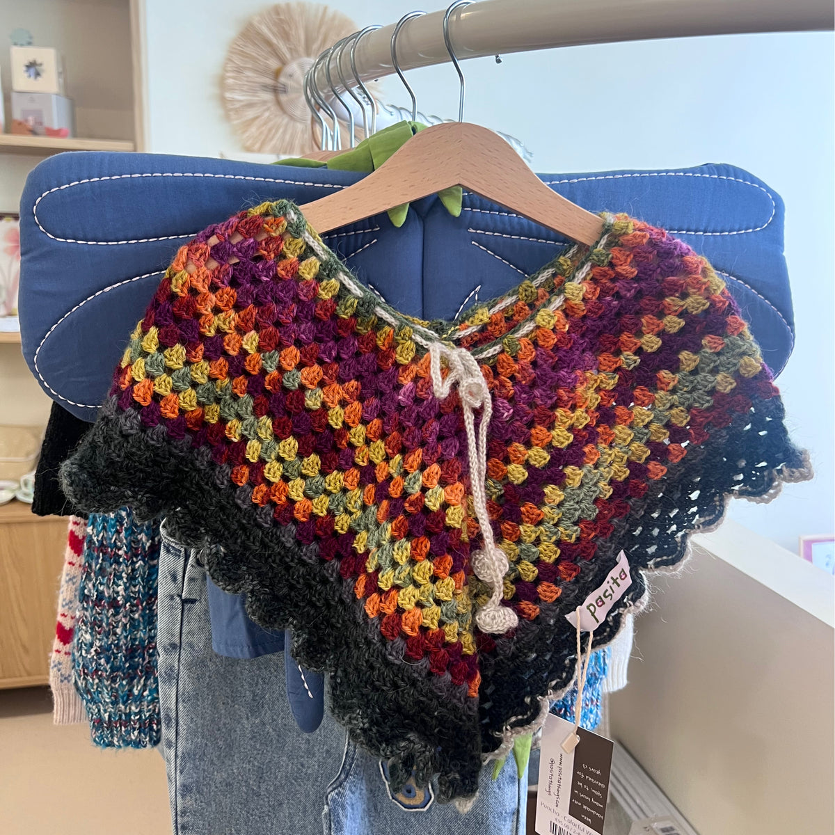 Colorful Wool Poncho - Made to order